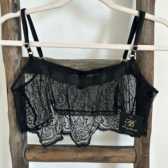 NWOT Honey Birdette Sofia Black Lace Cami, Size M-L - Picture 3 of 11